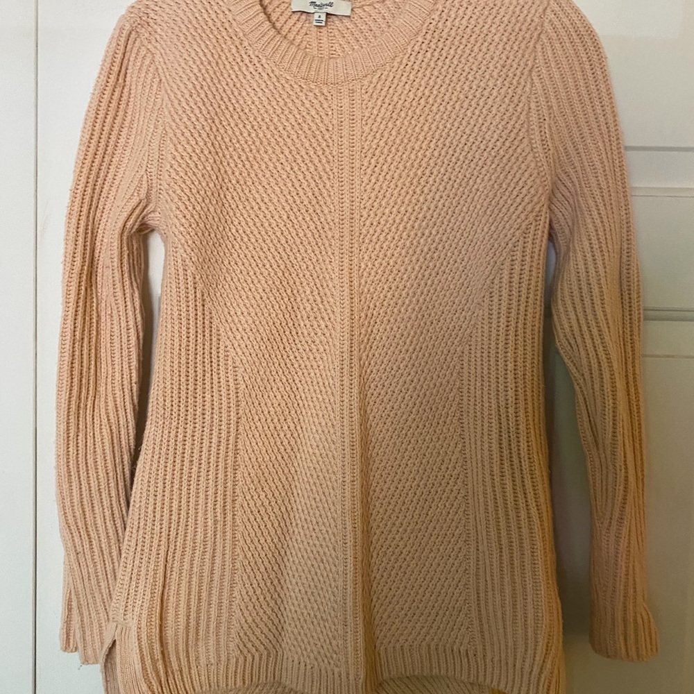 Madewell Hexcomb Texture Pullover Sweater, Light Pink, Women's Small